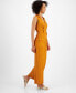 ფოტო #3 პროდუქტის Women's Zip-Front Belted Wide-Leg Jumpsuit