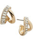 Фото #1 товара Gold-Tone Baguette Crystal Button Earrings