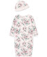 ფოტო #2 პროდუქტის Baby Girls Sleep Gown and Hat Set, 2 Piece Set
