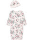 Фото #2 товара Baby Girls Sleep Gown and Hat Set, 2 Piece Set