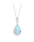 Sterling Silver Larimar & Blue CZ Pearshaped Wave Design Necklace