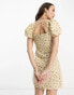 Фото #2 товара Reclaimed Vintage linen tea dress in floral print with tie front and back