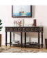 Black distressed 58" console table with drawers & shelf