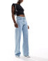 Фото #4 товара Stradivarius wide leg jean with embellishments in light blue