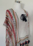 Фото #5 товара Fraas tassel trim Neck tie Split Neck Poncho Top Ivory Multi One Size