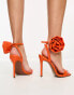 ASOS DESIGN Neva corsage barely there heeled sandals in orange