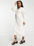 Only Petite knitted v neck maxi dress in cream