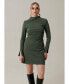Фото #1 товара Women's Long sleeve & comfortable mini dress with pleated details near waistline, slits on sleeves