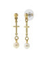 ფოტო #1 პროდუქტის 14K Gold Dipped Cross Drop Imitation Pearl Earrings