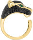 Фото #4 товара EFFY® Black Diamond (1-3/4 ct. t.w.) & Emerald (1/10 ct. t.w.) Panther Head Ring in 14k Gold