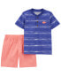 Фото #1 товара Baby 2-Piece Striped Henley & Short Set 6M