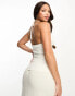 Pieces Tall exclusive tie detail halter neck top in white XS - фото #6