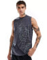 ASOS DESIGN relaxed tank vest in black with grunge all over print