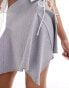 Фото #5 товара Pimkie asymmetric hem mini skirt in grey pinstripe