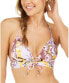 Hula Honey 259797 Women Juniors' Printed Lace-Up Push-Up Bikini Top Size Large - фото #1