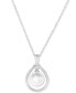 ფოტო #1 პროდუქტის Cultured Freshwater Pearl (9mm) & Diamond (1/20 ct. t.w.) Pendant Necklace in 14k White Gold, 16" + 2" extender
