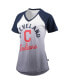 Фото #3 товара Women's Navy and White Cleveland Indians Shortstop Ombre Raglan V-Neck T-shirt