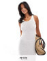 Фото #1 товара Vila Petite crochet tank maxi dress in cream