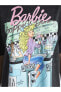 Bisiklet Yaka Barbie Baskılı Kısa Kollu Oversize Kadın Tişört