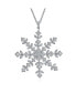 ფოტო #1 პროდუქტის Cubic Zirconia CZ Holiday Party Winter Christmas Large Snowflake Pendant Necklace For Women .925 Sterling Silver