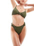 Фото #7 товара South Beach knot front high waist crinkle bikini bottom in sage green