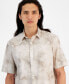 Men's Regular-Fit Stretch Watercolor Petal-Print Button-Down Poplin Shirt, Created for Macy's