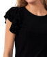 ფოტო #7 პროდუქტის Women's Ruffled Flutter-Sleeve Short Sleeve Knit Top