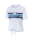 Women's White North Carolina Tar Heels Striped Front Knot Cropped T-shirt