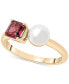 Фото #1 товара Cultured Freshwater Pearl (5mm) & Rhodolite (5/8 ct. t.w.) Two Stone Ring in Gold Vermeil, Created for Macy's