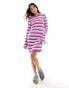 Фото #1 товара Something New X Cenit Nadir crochet mini dress in pink & blue stripe