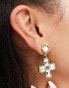 Фото #3 товара DesignB London pearl and cross detail statement earrings in gold