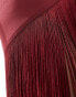 ASOS DESIGN fringed satin wrap maxi skirt in burgundy