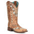 Corral Boots Distressed Glow In The Dark Floral Embroidery Square Toe Cowboy Wo