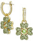 ფოტო #1 პროდუქტის Gold-Tone Color Crystal Clover Charm Hoop Earrings