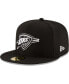 Фото #1 товара Men's Black Oklahoma City Thunder Black and White Logo 59FIFTY Fitted Hat