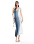 Фото #1 товара Object ombre knitted maxi dress in ocean wave blue