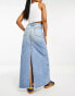 Фото #2 товара COLLUSION a-line long maxi denim skirt in vintage blue wash