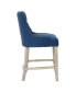 Фото #9 товара Барный стул с высокой спинкой WestinTrends 24" с покрытием из льна и пуговицами (набор из 2 шт)