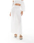 Фото #4 товара ASOS DESIGN shirred waist maxi co-ord skirt in white