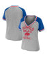 ფოტო #1 პროდუქტის Women's Heather Gray Buffalo Bills Throwback Raglan V-Neck T-shirt