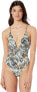 BCBGMAXAZRIA Women's 236315 V-Neckline Shirred One Piece Swimsuit Size 10