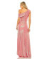 ფოტო #2 პროდუქტის Women's Ieena One Shoulder Ruched Waist Slit Metallic Gown