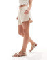 Stradivarius Petite linen look pull on short in natural