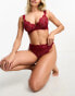 ASOS DESIGN Fuller Bust Sienna lace balcony bra with frill in burgundy