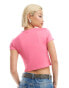 Фото #4 товара Monki short sleeve cut out heart mini top in pink