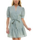 ფოტო #1 პროდუქტის Juniors' Short-Sleeve Tied Button-Front Dress