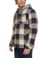 Men's Cotton Quilted Shirt Jacket with Fleece Hood