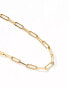 Accessorize stainless steel gold plated chunky chain necklace in gold