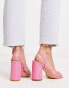 RAID Wide Fit Libra block heeled sandals in hot pink lizard