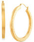ფოტო #1 პროდუქტის Medium Textured Squared Tube Hoop Earrings in 14k Gold